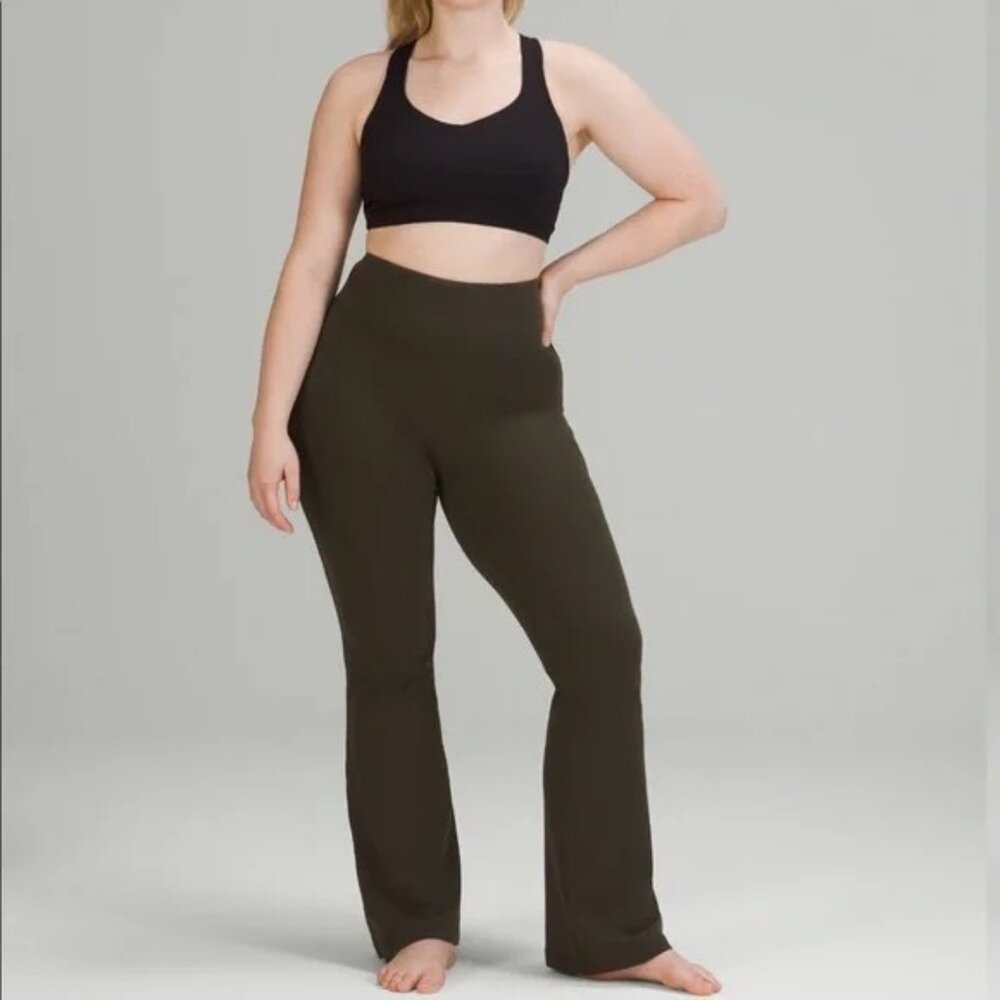 Lululemon $118 Groove Nulu Super-High-Rise Flared Dark Olive Pant Sz 20 NWT